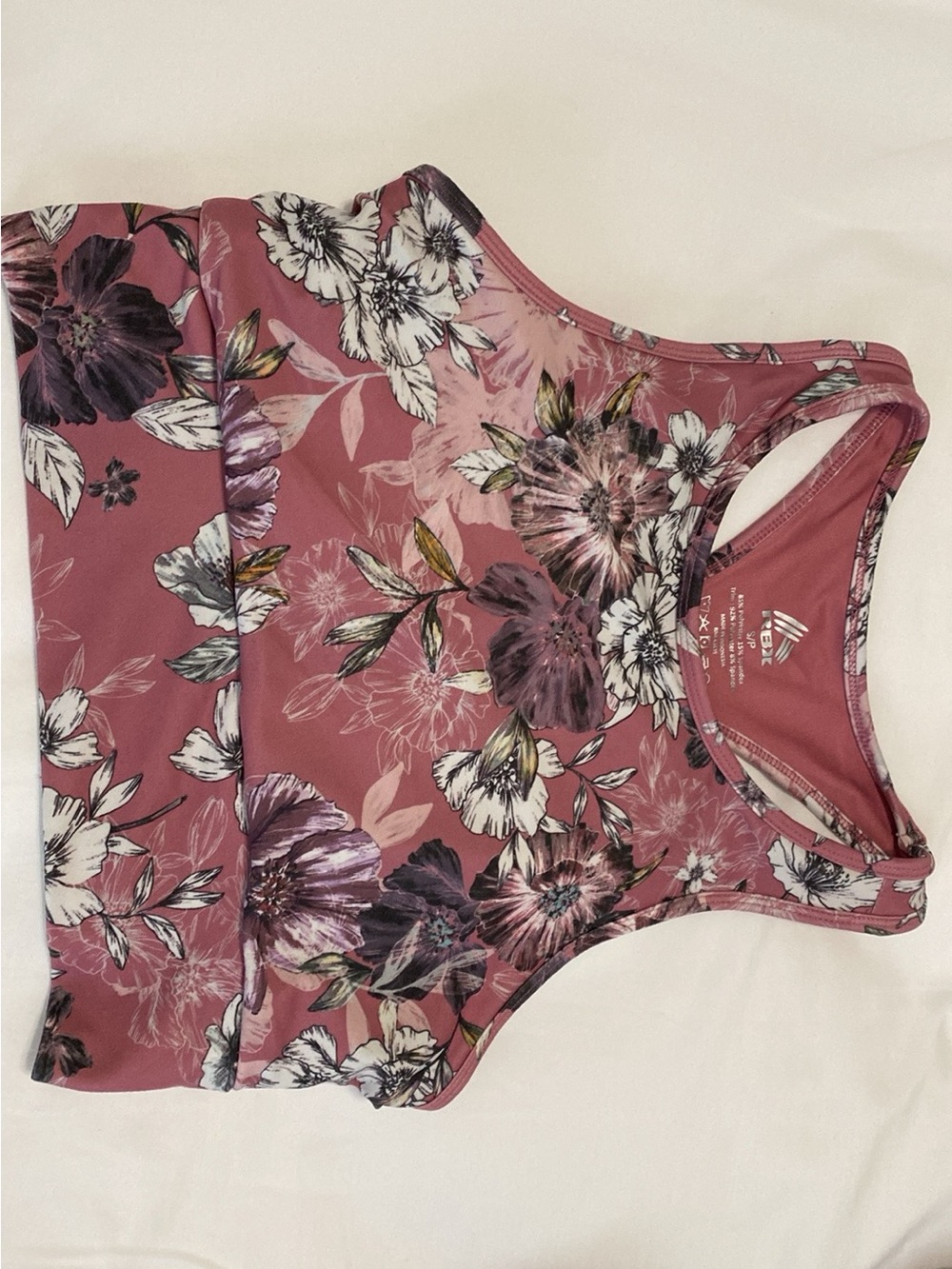 Floral Racerback Crop Top - Mauve Pink